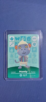 Monty # 277 Animal Crossing Amiibo Card AUTHENTIC Series 3 NEW - Foto 3