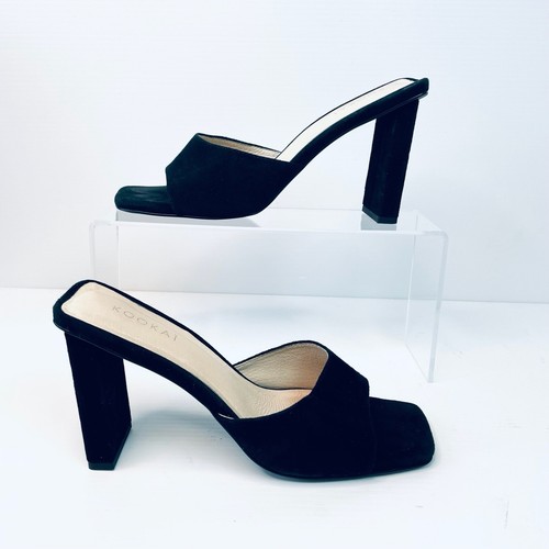 Kookai Size 9 40 Black Suede High Heeled Slip On Mules - Picture 3 of 16