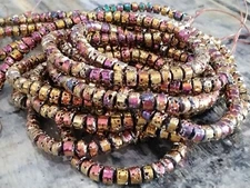 Electroplated Lava, Bumpy, Flat Round/Disc,  4x3mm, Rainbow, Approx 132pce.