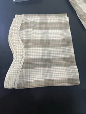 Waverly Scalloped Checked/Plaid Tan Beige Window Top / Valance Farmhouse Country