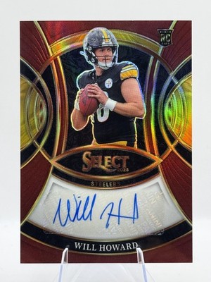2025 Panini Select Will Howard Rookie Maroon Prizm Auto #/75 #RSI-WHD Steelers