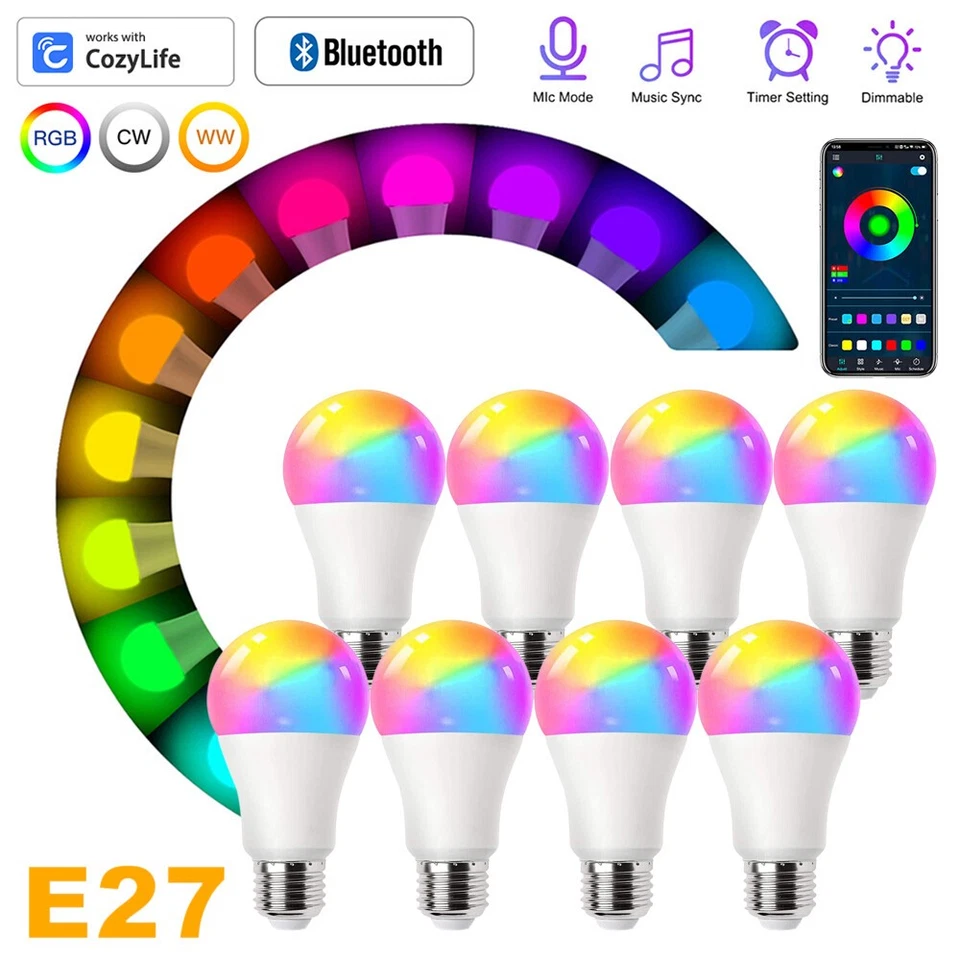 RGB Smart Bulbs LED Light by Cozylife APP Control Home B22 E27 Bluetooth Lamp - Image 2 of 4
