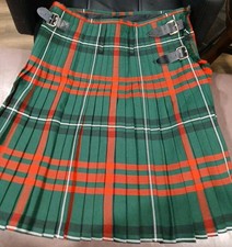 Scottish Highland Mens Authentic Hunting Woven Tartan Kilt Sz 38 Red Green Plaid