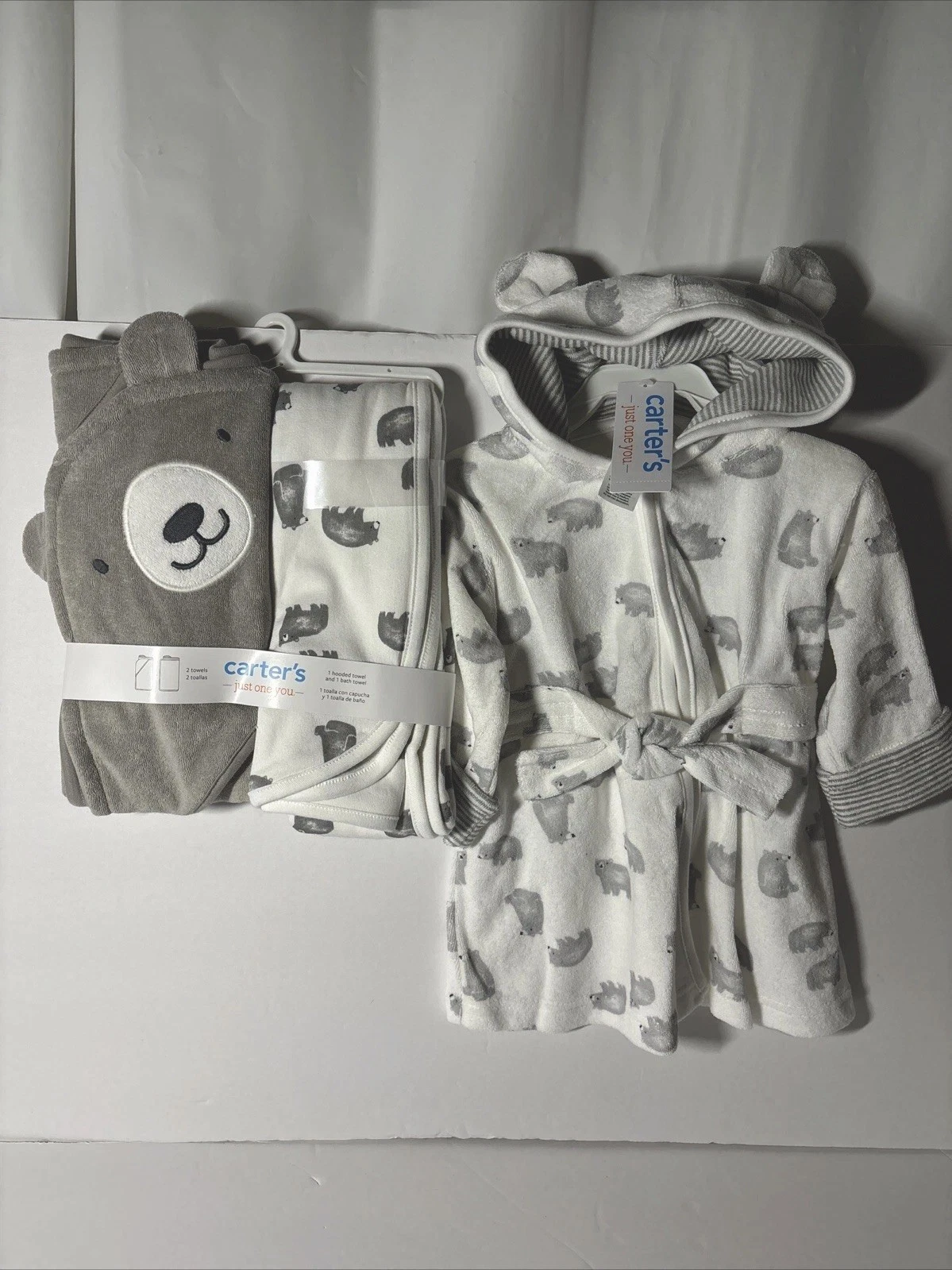Carter's Just One You Baby Hooded Robe & Bath Towel Set Gray Bear BRAND NEW
Opens in a new window or