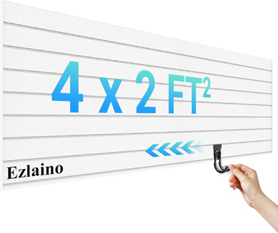 Durable Waterproof PVC Slat Wall Panel 4FT x 2FT for Home & Garage Organization
