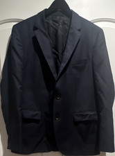 HUGO BOSS Men's Navy Wool Twill Suit Jacket 42R Regular Two-Button Solid