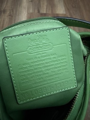Coach Heritage Stripe Lime Green Signature Canvas Hobo Bag 13193