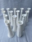 Lot of 4Vintage Milk Glass Vase Collection Set White Bud