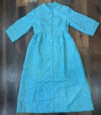 Vintage 1950s Barbara Lee quilted puffer turquoise house coat M