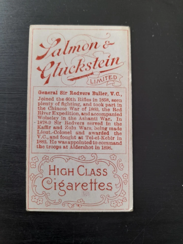 SALMON & GLUCKSTEIN HEROES OF TRANSVAAL WAR GEN SIR REVERS BULLER CIGARETTE CARD - Image 3 of 4