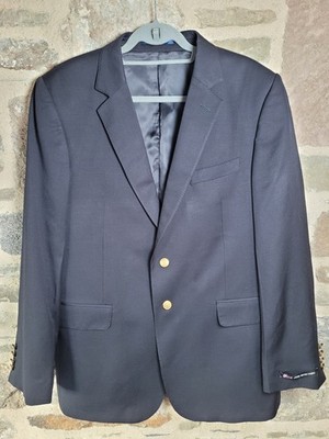 Jaeger Wolle Anzug Sakko 44R Einreiher Herren Blazer Gold Knopf Mayfair Uk