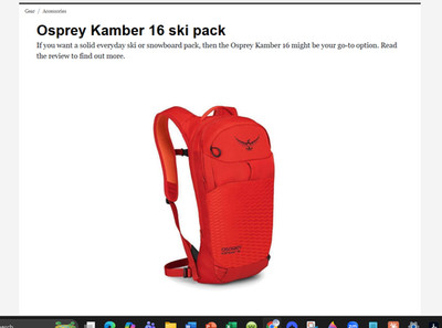Osprey Kamber 16 Ski Snowboard Daypack Red