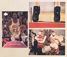 MICHAEL JORDAN UPPER DECK AIR TIME DEPARTURE INSERT RARE AIR BULLS GOAT LOT(3)