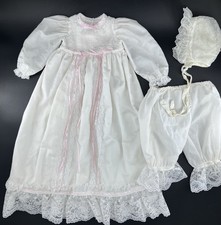 Vintage Christening Gown Long Dress For Baby Infant 0 - 6 Months Up To 15 Lbs