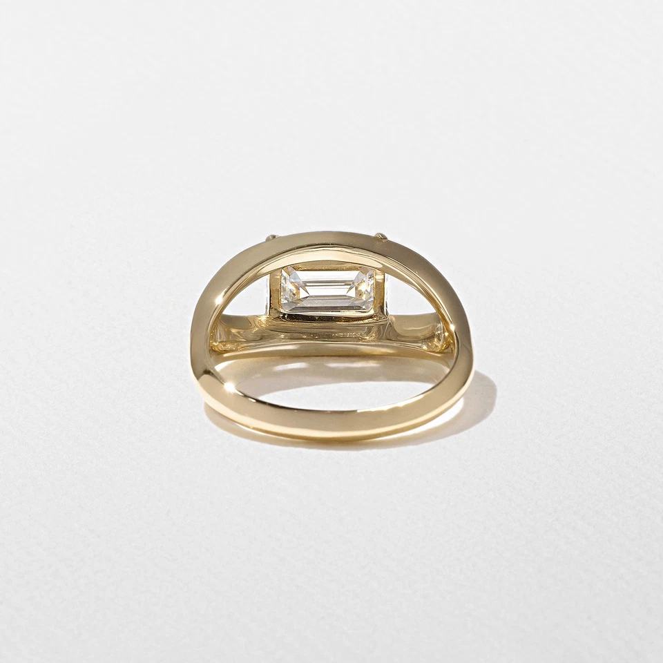 5.00 CT Lab Grown Diamond Split Shank East-West Emerald Cut Solitaire 14k Ring - Image 4 of 4