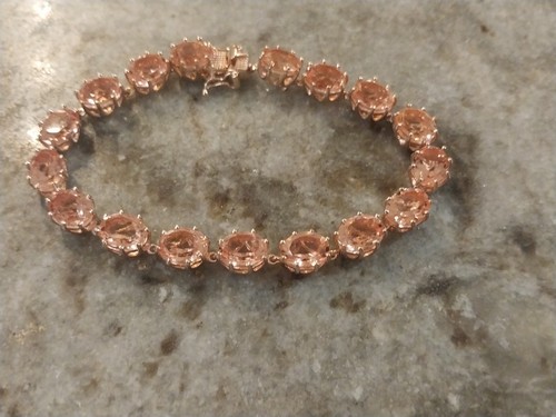 Morganique Quartz (Triplet) Link Bracelet/18KVermeil RGold/Sterling,Sz 7.25 OR8" - Picture 15 of 15