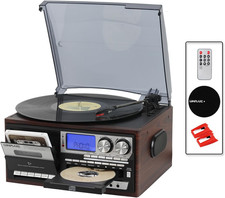 All in One Vintage 3 Speed Vinyl Record Player with Built-In Speakers,Bluetooth