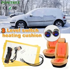 12V 2 Seats 6 Level Switch Carbon Fiber Car Seat Heater Heated Cushion Pad Kits