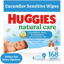 Huggies Natural Care Cucumber, Aloe and Vitamin E Baby Wipes, Scented, 3 Flip-To