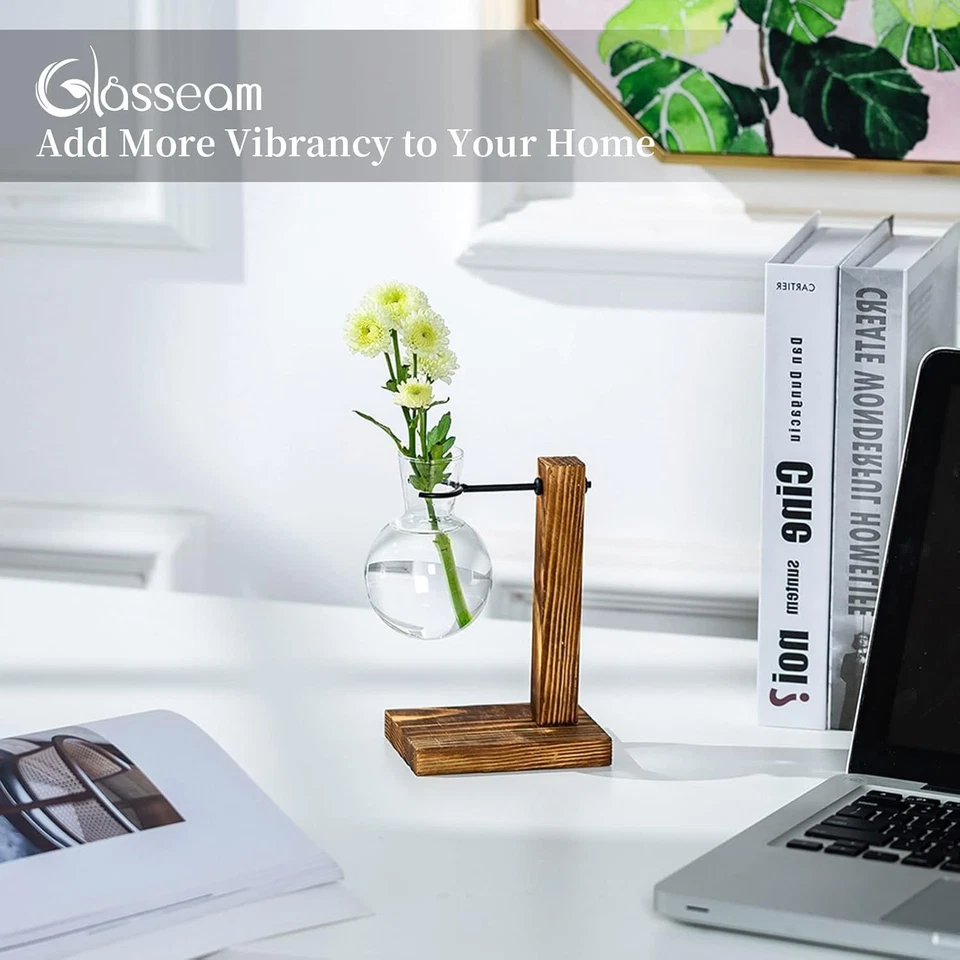 Vermehrungsstation Holzregal Reagenzglas Vase Vintage Avocado Kugel Für Pflanzen - Bild 3 von 3