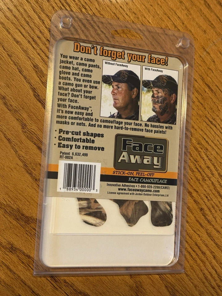 Face Away Face Camouflage 2 Sheets 16 Hunt Pieces Per Sheet Camo Strips Realtree - Image 2 of 2