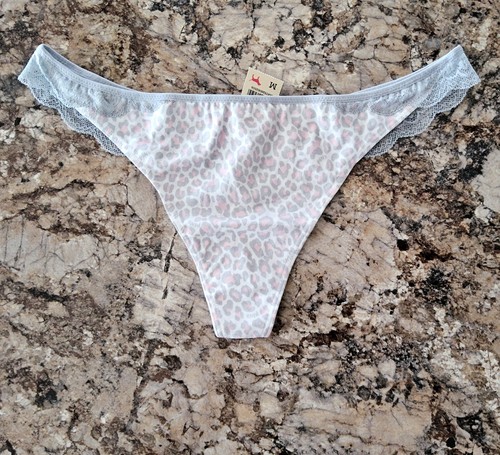NWT Victoria's Secret PINK Rare Leopard Cheetah Lace M Vintage Thong Panties