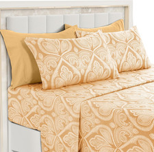 LUX D cor Paisley King Sheet Set   6 Piece Ultra-Soft Microfiber Bed Sheets with