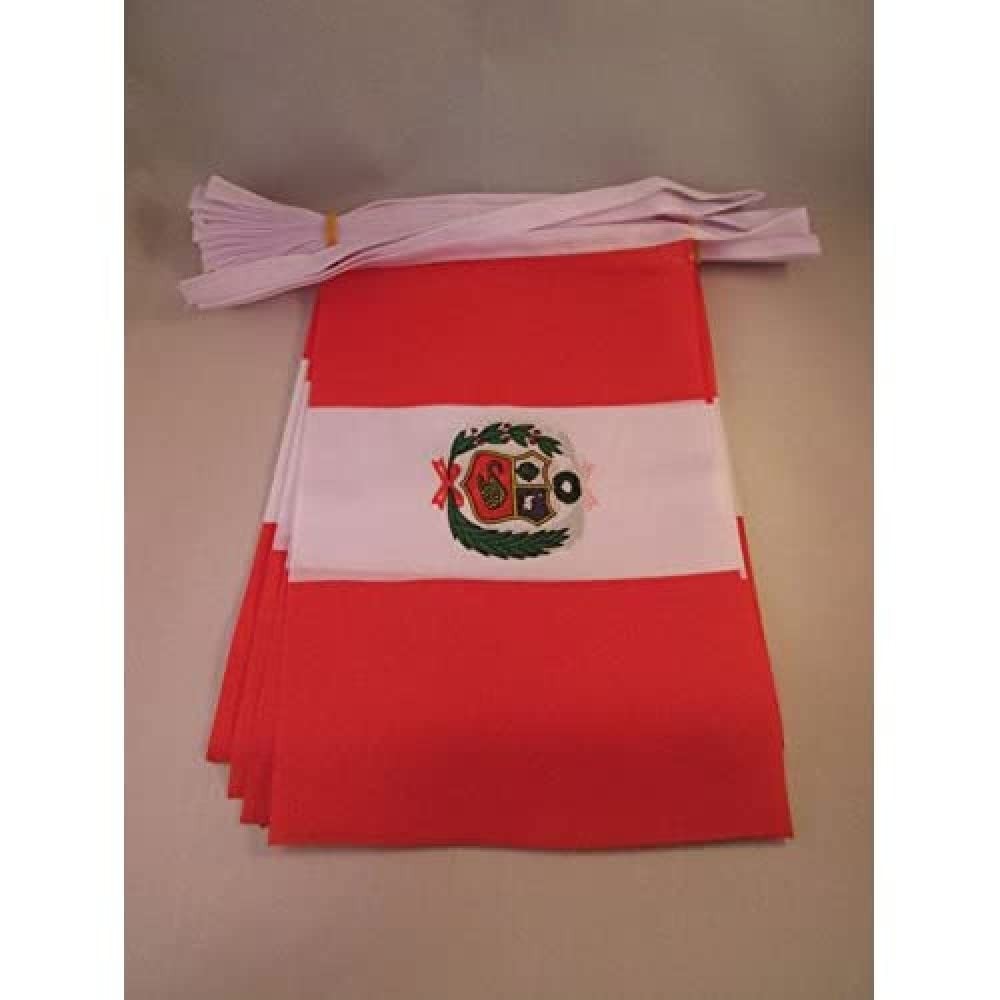 AZ FLAG Ghirlanda 6 Metri 20 Bandiere Perù 21x15cm - Bandiera PERUVIANA (V8E)