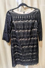 Jessica Howard Black Lace Dress with 3/4 Sleeves Size 12P