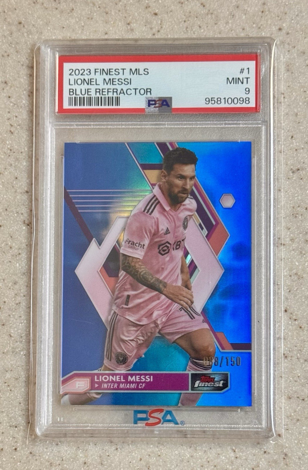 2023 Topps Finest MLS - Lionel Messi #1 Blue Refractor #d/150 PSA 9 Mint