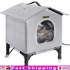 Heated Outdoor Cat Shelter Waterproof Insulated Elevated Cold Climates New