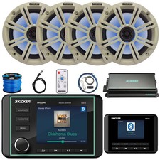 Kicker AM/FM Display Receiver, 4x 6.5" 195W Speakers, White Grilles, Amplifier