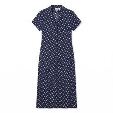 GAP Vintage 100% Rayon Floral Button Front Maxi Dress Navy Womens Large