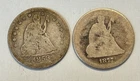 Lot of (2) Liberty Seated Quarters (AG), incl 1853 Arrows & Rays & 1877