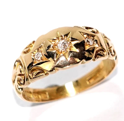 Ring Gold antik Diamant 0,07ct. Bandring 750/18K unisex Gr. 53/16,9mm - Bild 1 von 4