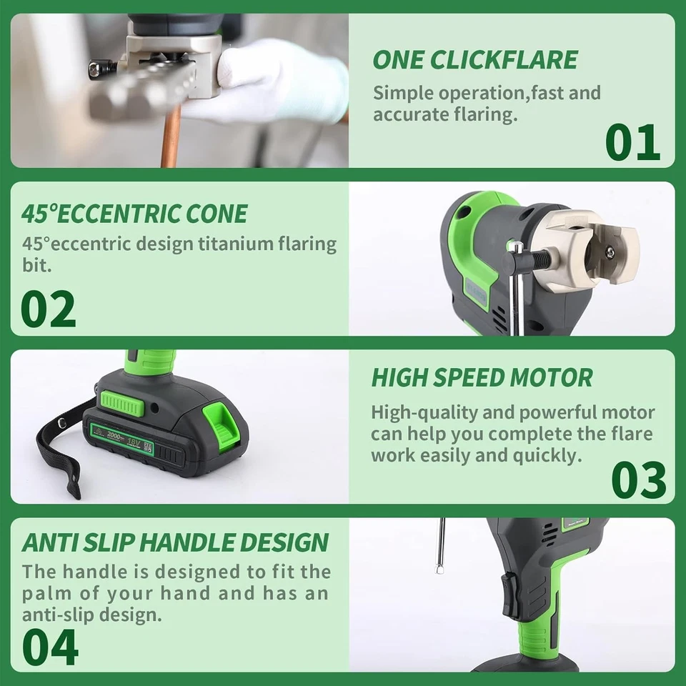 Power Flaring Tool Kit for 1/4" - 3/4" HVAC Cordless Flare Tool with Metric And - Image 4 of 4