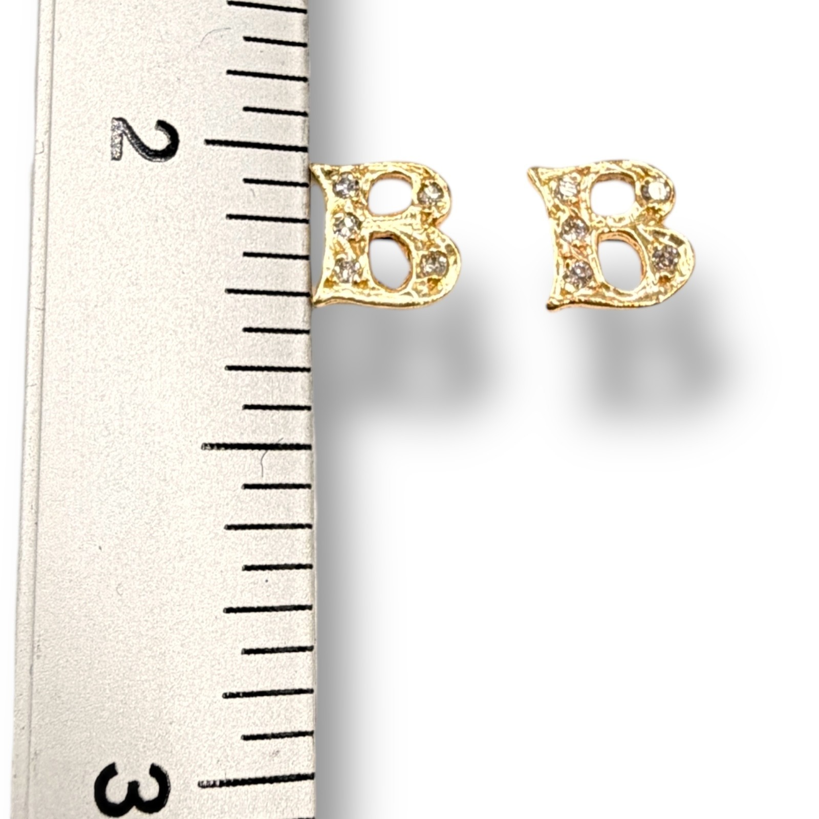 B Initial Letter Diamond Solid 14k Yellow Gold St… - image 7