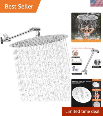 #ad 12 Inch High Pressure Rain Shower Head with Adjustable Brass Arm Chrome Finish $55.50