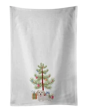NEW Small Greek Domestic Dog Kokoni #2 Christmas Tree Kitchen Towel Set of 2