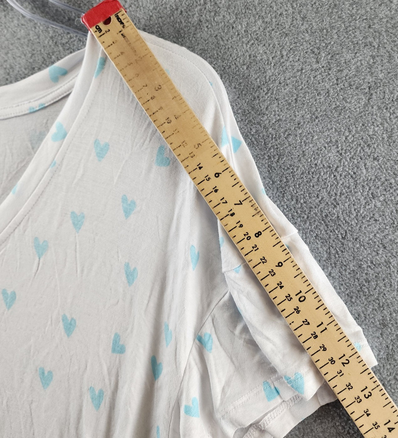 Honeydew All American Heart Print Sleepshirt Large White/Blue Hearts Pullover