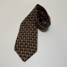 Vintage Burberrys of London Silk Tie Geometric Abstract Medallion Brown Navy Red