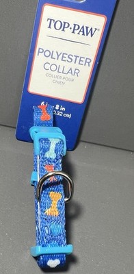 Top Paw Dog Collar EXTRA EXTRA SMALL Polyester 6-8 in  XXS Blue Multi Color Bone