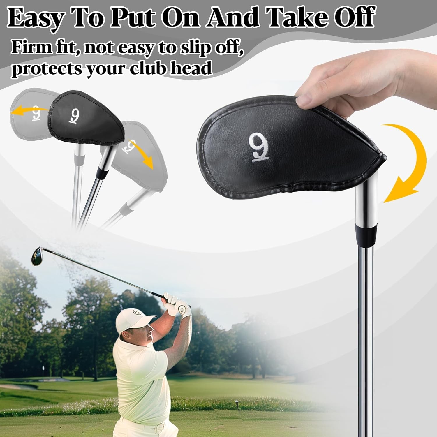 12 Pcs Golf Iron Covers Set - Synthetic Leather Golf Iron Head Covers for Clubs