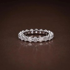 Full Eternity Ring 1.75Ct Round Diamond Wedding Band 14k White Gold Over Size N