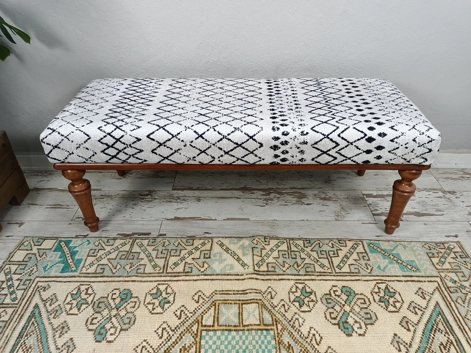Piano bench, Dining table bench, Kitchen bench, Boho bench, Handmade bench - Image 2 of 4