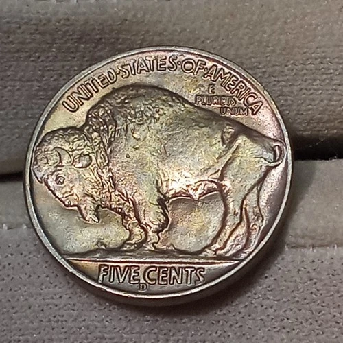 Nice Toned 1938-D Buffalo Nickel Wexlers RPM-014 D/D/D Tilted (Rotated) Nice...