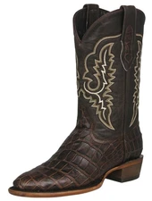 Mens Brown Cowboy Boots Alligator Big Belly Print Leather Western Dress Round