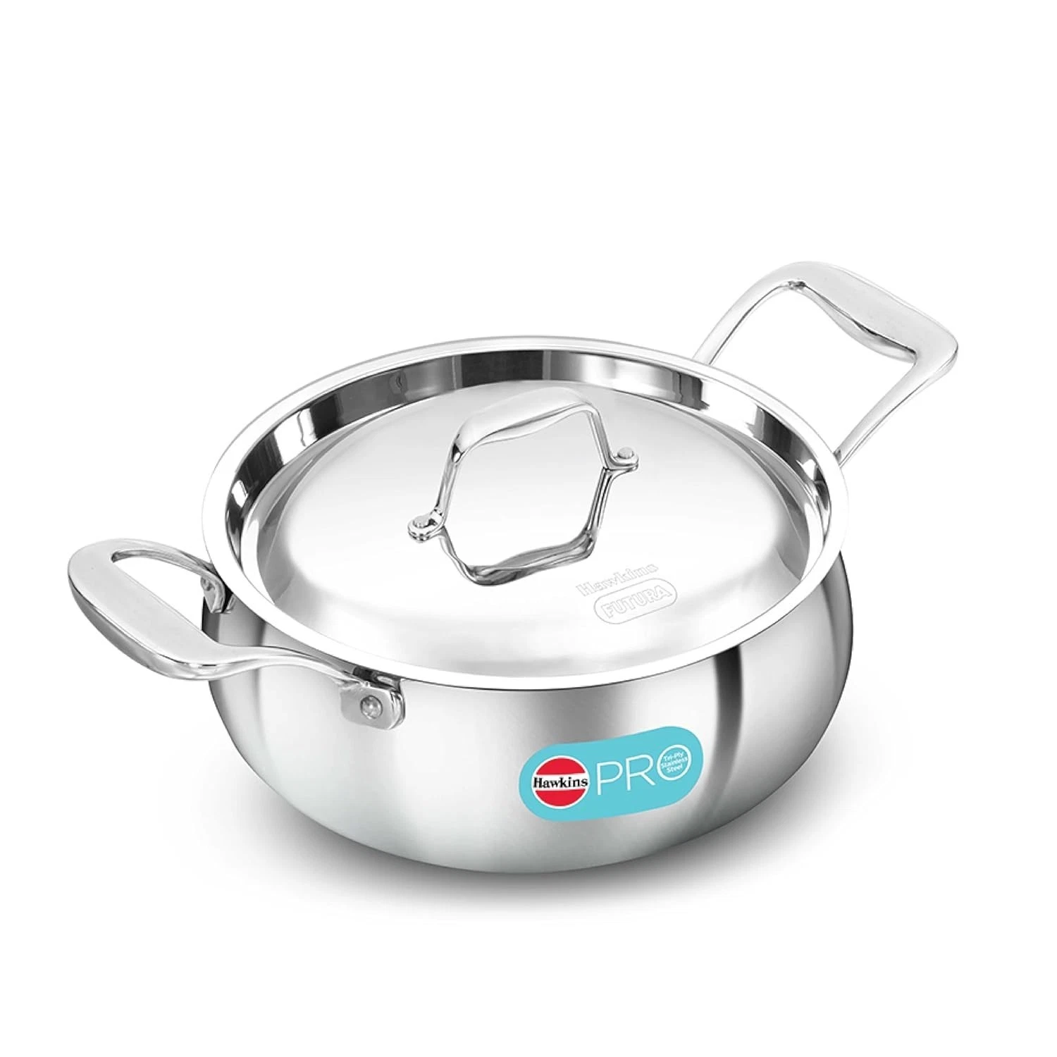 Hawkins 3,2 LTR Triply Stainless Steel Pro Handi Induction Gas Even Heating Lid