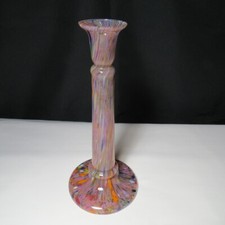 Vintage Art Glass Czechoslovakia Spatter Glass Candlestick 10" Tall