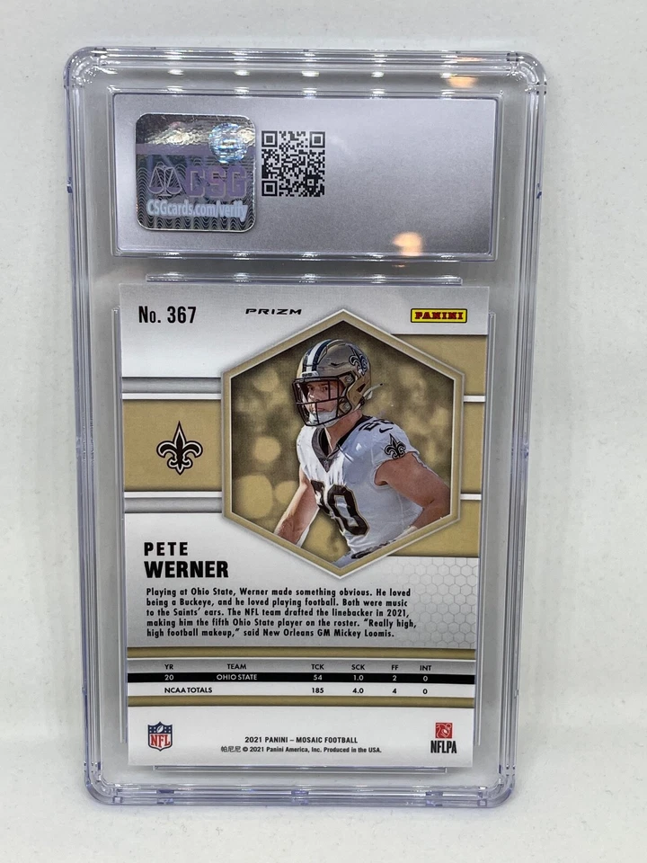 2021 Mosaic Pete Werner Genesis Rookie RC CSG 9.5 POP 1 SSP - Image 2 of 2